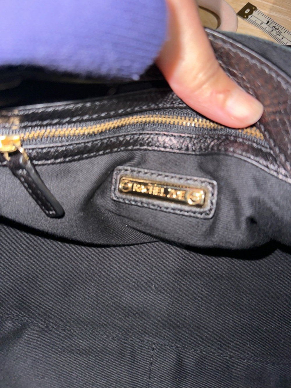 Rachel Zoe Black Leather Hobo Bag with Gold Accents - Picture 10 of 14